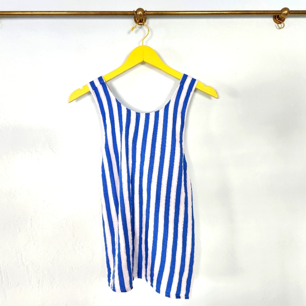 J. Crew cotton linen Blue and White Striped Tank